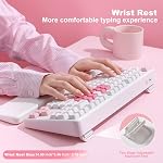 YUNZII B87 Wireless Mechanical QMK/VIA Software Custom Gaming Keyboard,Gasket RGB Keyboard with Cute MOA Keycaps,Wrist Rest,BT5.0/2.4G/USB-C NKRO for Win/Mac (White Heart, Cocoa Cream V2 Switch)