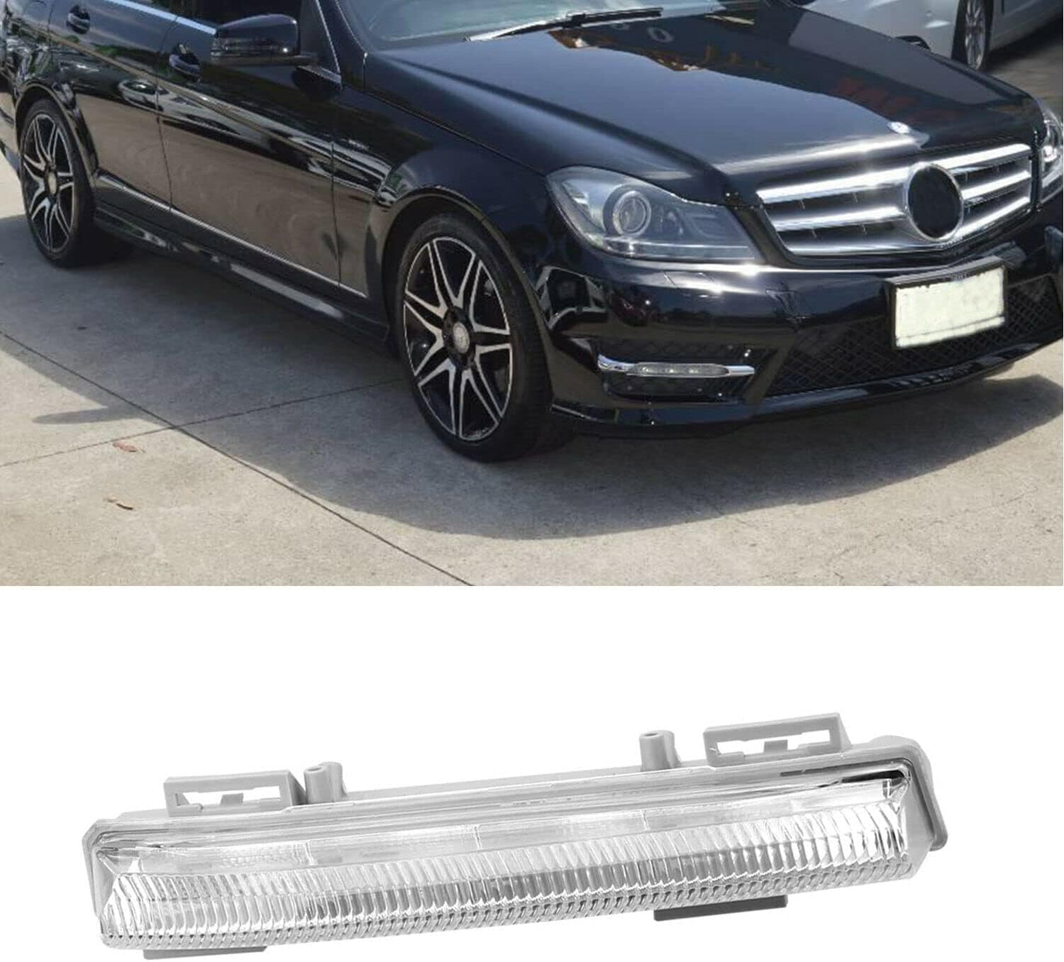 Left Right LED Daytime Running Lights DRL Fog Lamp Compatible with Mercedes C E SLK Class W204 S204 C180 C200 C220 C250 C300 C320 2007-2014 (Right)