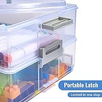 Vista 7 de AZAZA 2-Layer Plastic Storage Box with Lid & Handle - Portable Transparent File Box for Organizing Photos, A4 Paper, Documents, Scrapbook, Art &