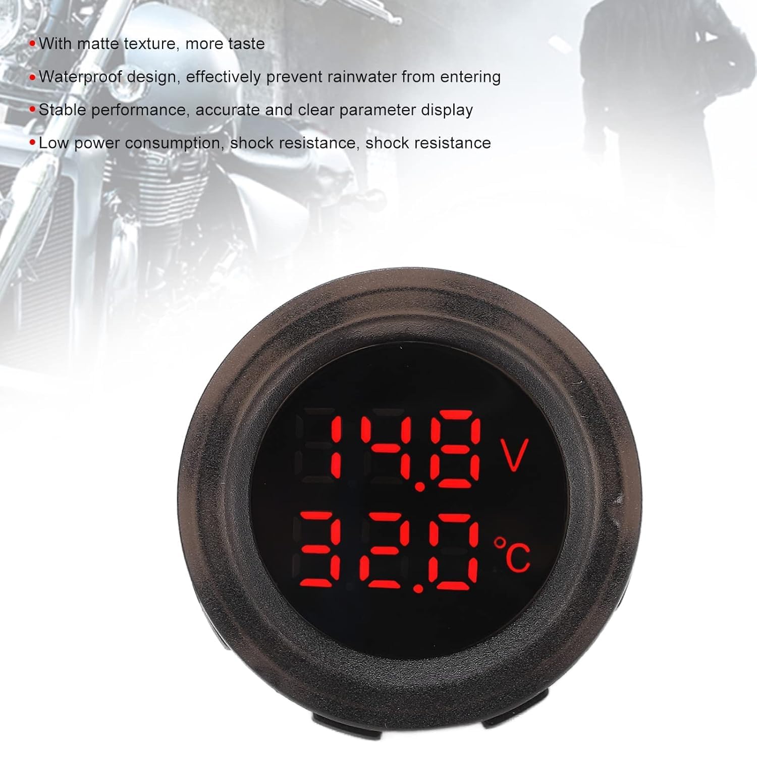 Aramox Voltmètre de Température à Double Affichage pour Voiture et Moto, 12V-24V, Étanche, Noir, ABS, Installation Simple