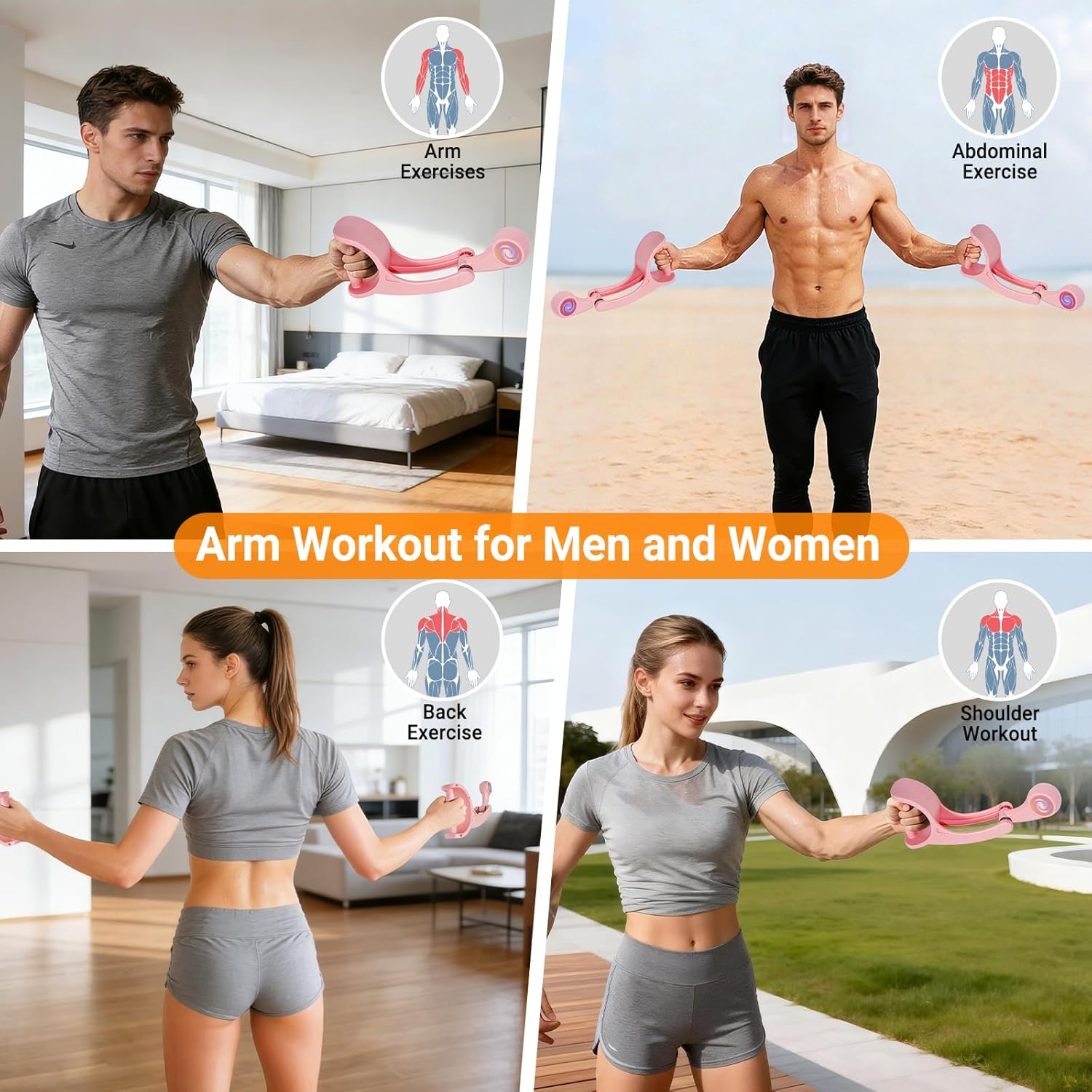 Arm Workout for Men and Women Weighted Ropeless Battle Rope for Home Gym Arm Trainer Workout Fitness Equipment 360° Hand-Crank Forearm Trainer for Full-Body HIIT, Low-Impact Aerobic Training