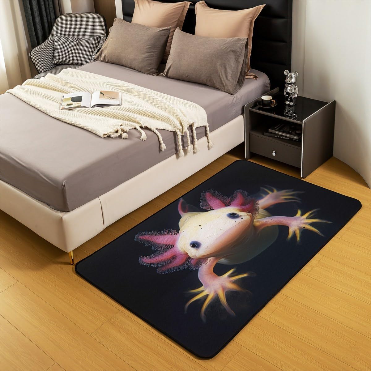 Erosebridal Axolotl Area Rug 3x5 for Bedroom, Cute Living Room Rugs, 3D Axolotls Carpet Bedside Decor, Sea Wildlife Animals Reptile Area Runner Rug for Kids Boys Teens Men Adult, Non Shedding