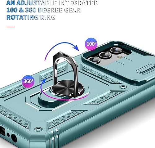 Miniatura 3 de PASNEW Funda para Samsung Galaxy A14 4G5G, cubierta de cámara con función atril y deslizante, grado militar, multicapa, resistente, protección a