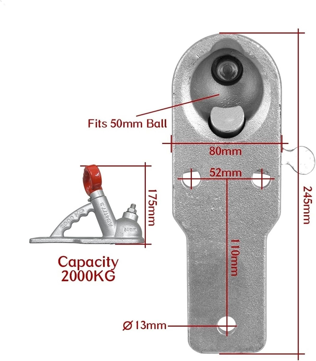 Trailer Hitches Tow 2000KGS 3 Holes Casting Trailer Coupler Coupling Connector Fits 50mm Hitch Ball RV Camper Caravan Accessories Parts