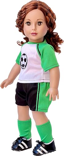 Miniatura 4 de - Soccer Girl - Traje de fútbol de 4 piezas - Camisa, pantalones cortos, calcetines y zapatos - Ropa para muñecas de 18 pulgadas (toll no incluido)