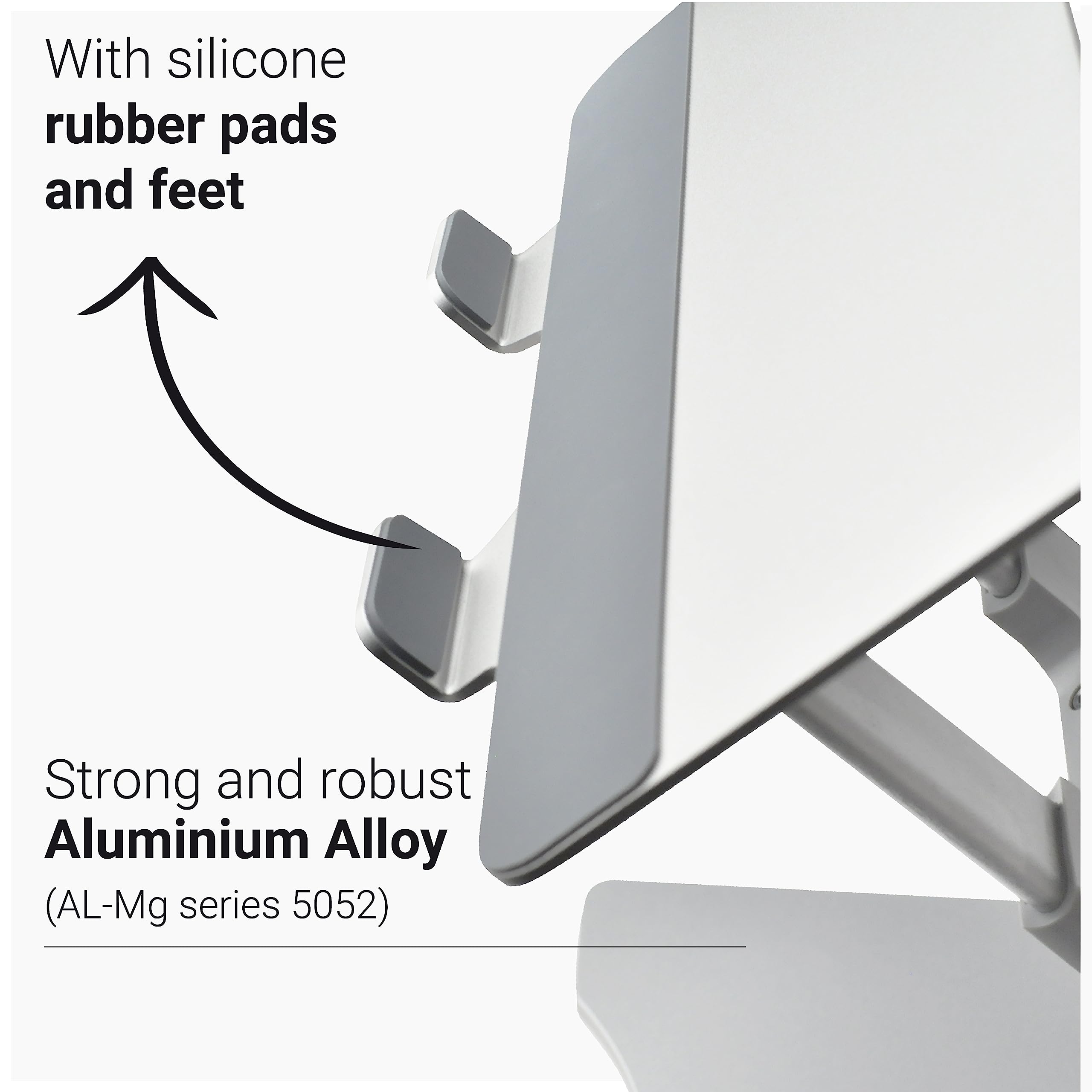 DESQ Soporte para Ordenador portátil, Aluminio, Totalmente Ajustable, estación de Trabajo para Sentado y de pie, telescópico, Altura 30-450 mm, para Todos los portátiles de 10 a 17 Pulgadas