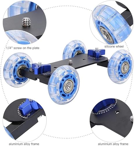 Miniatura 3 de Nikou Rueda de rodillos para cámara, carril de carga de 22.0 lbs, deslizador de pista de escritorio, para DSLR, patinador, tiro de bajo nivel
