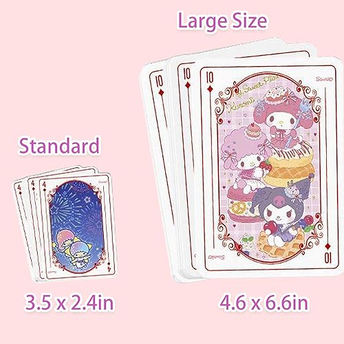 Miniatura 6 de 54 cartas de juego Kawaii grandes + 2 tarjetas sustitutas de bricolaje para juegos de cartas, cartas de póquer, lindo anime estético baraja de