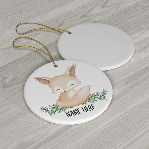Miniatura 3 de Regalo divertido Fennec Fox Baby Regalos con nombre personalizado 2024 Adornos de árbol de Navidad círculo de cerámica
