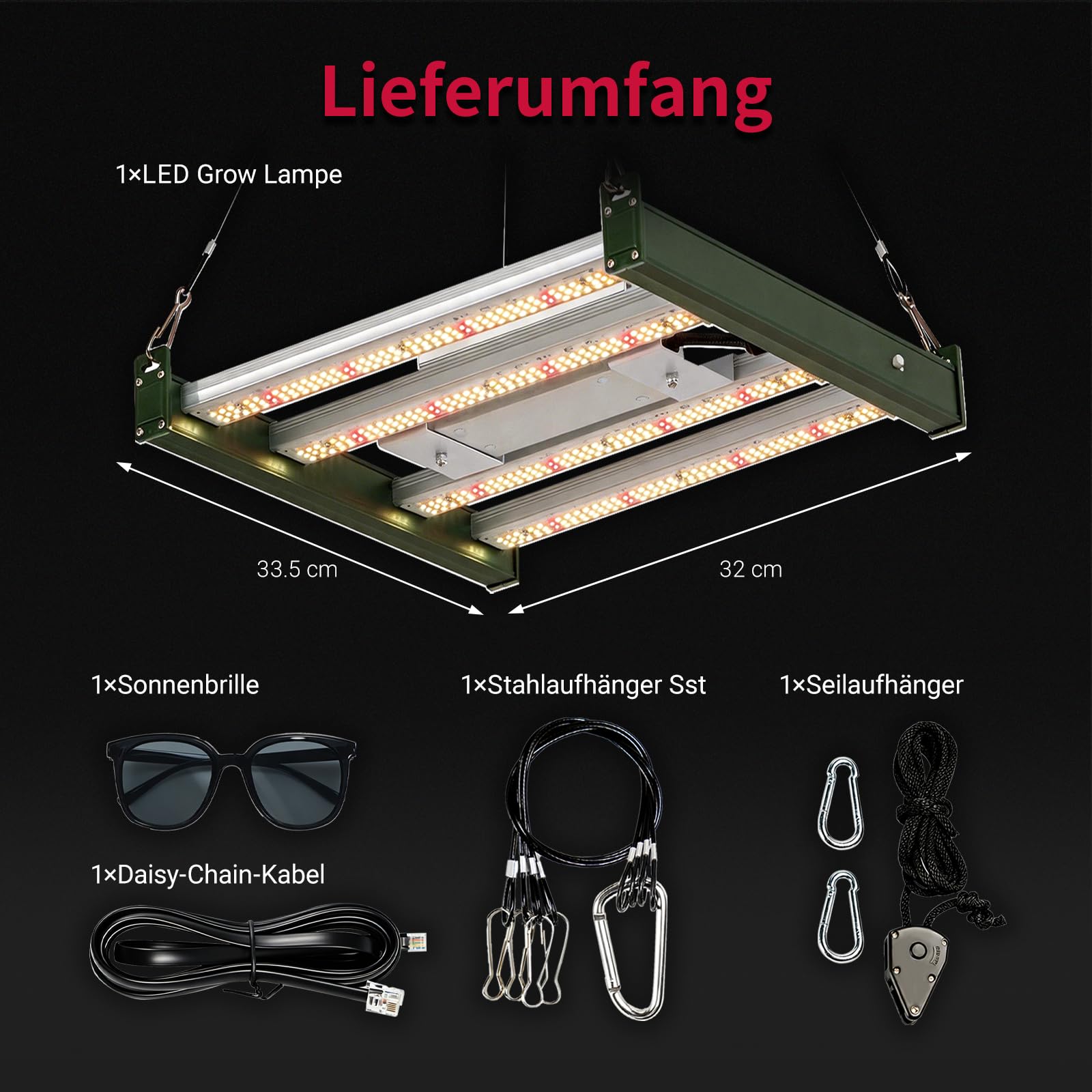 Lámpara LED de cultivo de 120 W, 3030, espectro completo IP65, para tienda de cultivo de 60 x 60 cm, 80 x 80 cm, atenuación 0% – 100% para plantas de interior, plántulas y flores, lámpara de