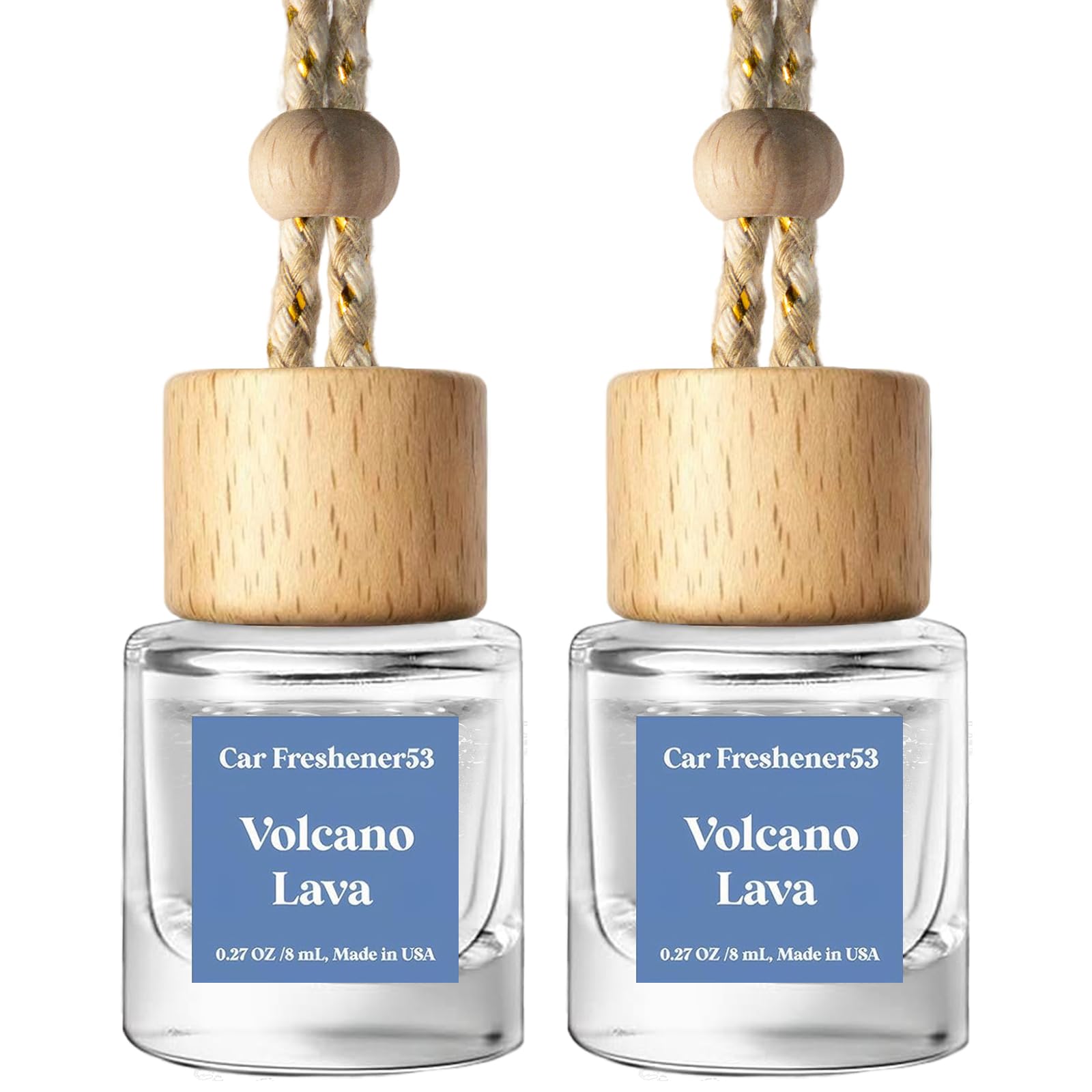 C Classy Hanging Car Air Freshener 2 Pack, Voleano Lava Essential Oil Diffuser, Long-Lasting Fragrance, Cute Glass Bottle Car Accessories for Women &amp; Men, Made in USA