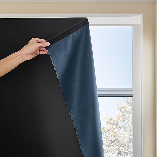 Autohesion - Cortinas opacas para ventanas, cortinas opacas para dormitorio, cortinas térmicas sin taladro, cortinas pequeñas negras, cortinas