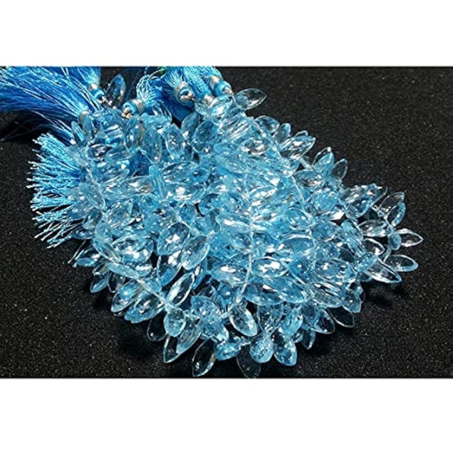 LKBEADS Blue az, Faceted Marquise Briolette Beads, 7x13mm Each, 10 Pieces