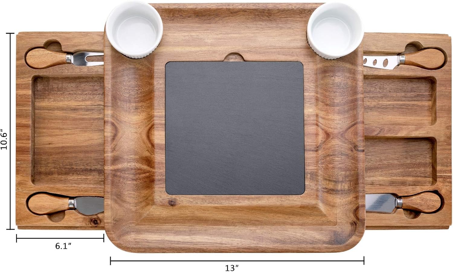 Acacia Slide-Out Drawer Cheese & Charcuterie Board with Knife Set - Cheese Platter, Housewarming & Wedding Gift 1