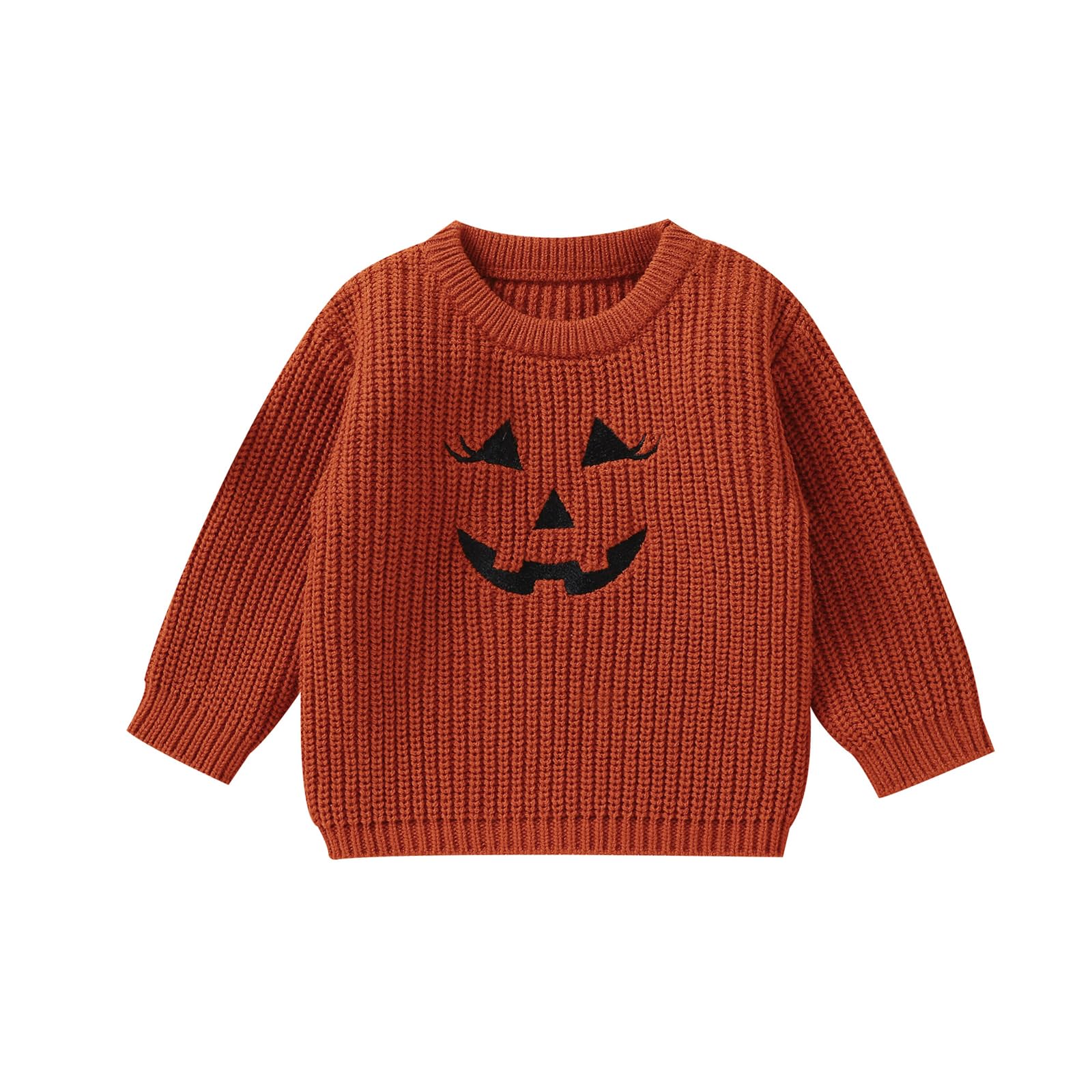 LSFYSZD Toddler Baby Girls Boys Halloween Pumpkin Sweaters Long Sleeve Crew Neck Winter Warm Knitwear Pullover Jumpers Top — view 134