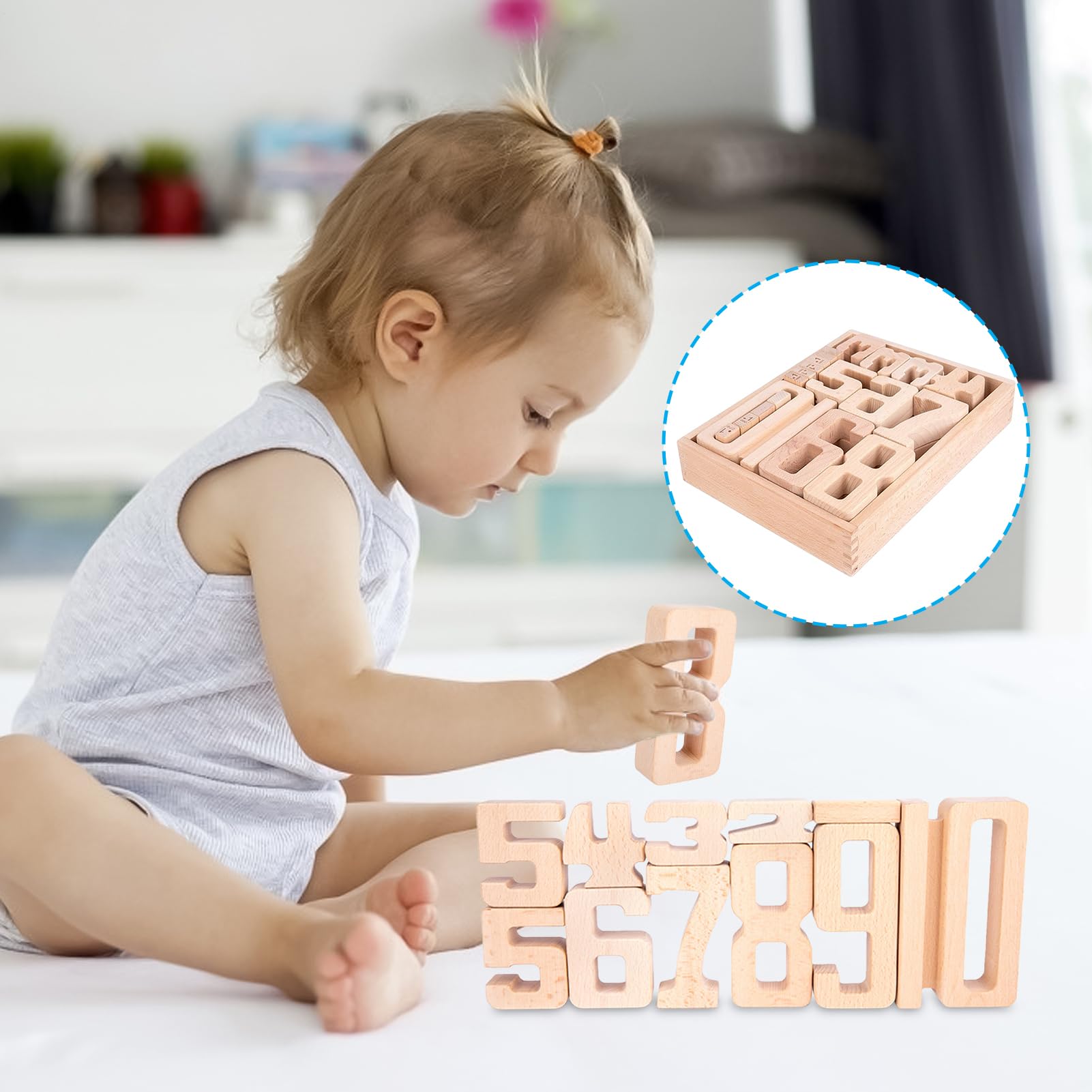 Generisch Zahlenbausteine Holz-Zahlenblöcke, Zählen, Stapeln, Mathe | Feinmotorische Entwicklung Pädagogisches Sortier- und Bauspiel für Vorschulkinder und Kleinkinder zum Frühlernen