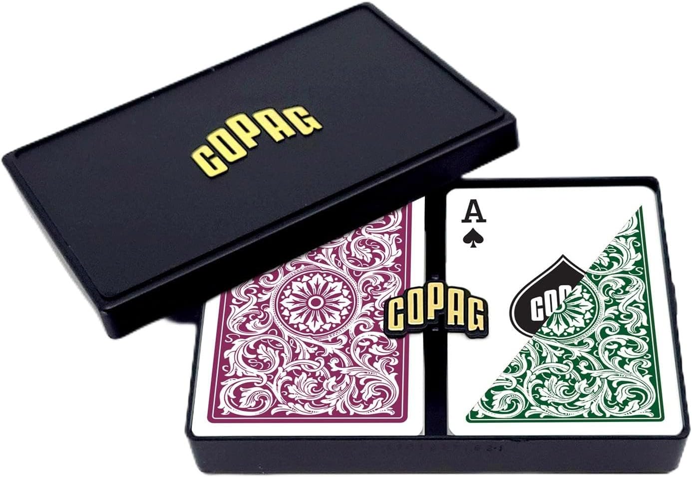 1546 Design 100% Plastic Playing Cards, Poker Size (Standard) Green/Burgundy (Regular Index, 1 Set)