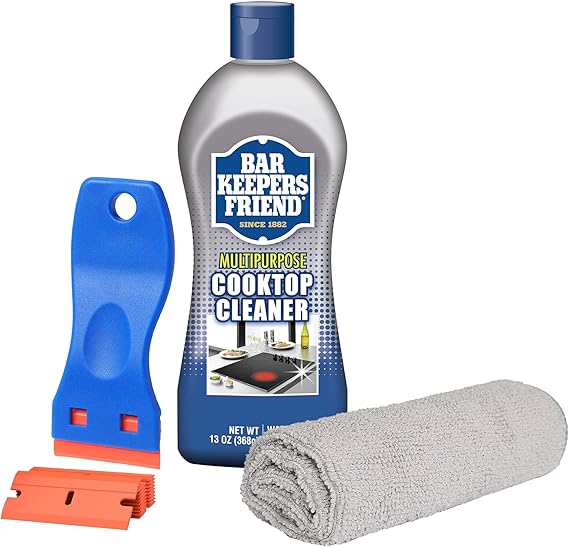 Amazon.com: PURPUR Cloth, Scraper & Bar Keepers Friend Cooktop & Stove ...