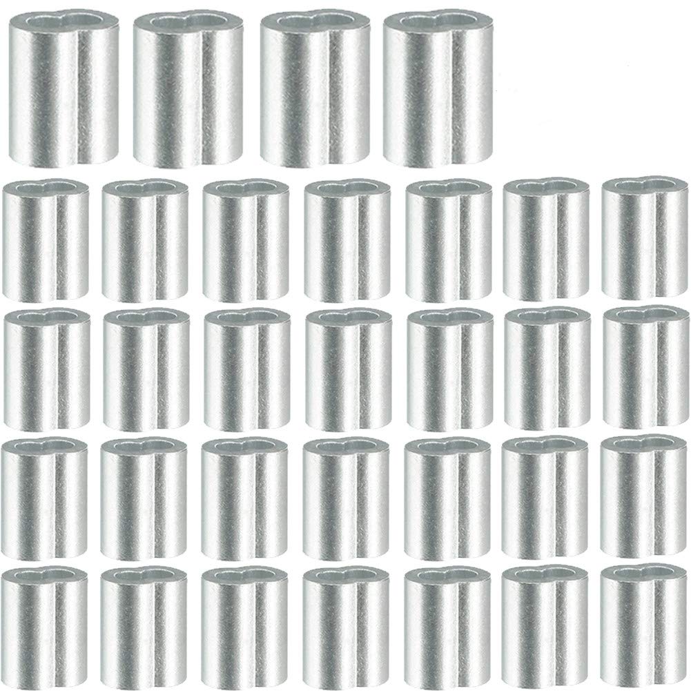 sourcing map 5mm 1/5 en aluminium à Câble Câble Clip Boucle Manchons à