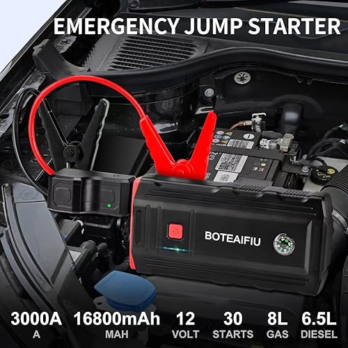 Miniatura 2 de Arrancador de batería de coche 2000A hasta 8.0L de gas y 6.0 L Diesel Engine12V Auto Batería Booster Carga rápida Banco de energía Cable de puente