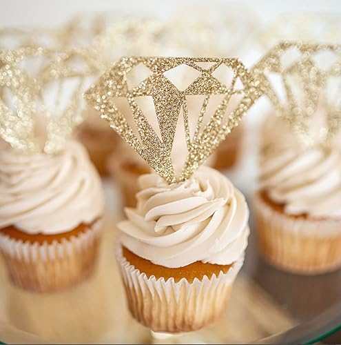Miniatura 5 de Bridal Shower Decorations, Diamond Cupcake Donut Toppers, Wedding Decorations, Set of 12