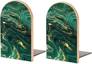 Sujetalibros vintage para estanterías, color verde de arena movediza, soporte decorativo para libros, revistas, películas, CD, videojuegos, 2 piezas