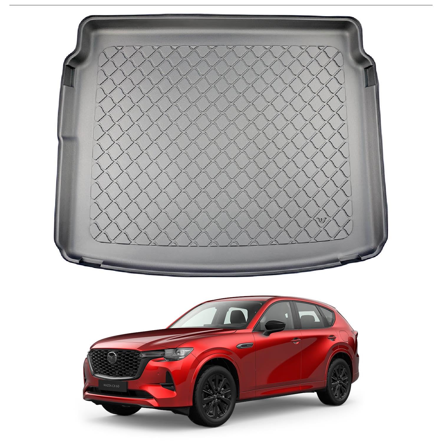 NOMAD Mazda CX-60 (2022+) Boot Liner Premium Tailored Car Floor Mat Protector Easy Install Non Slip Recyclable Thermoplastic Waterproof Dog & Pet Friendly Raised Edges Compatible Custom Accessory