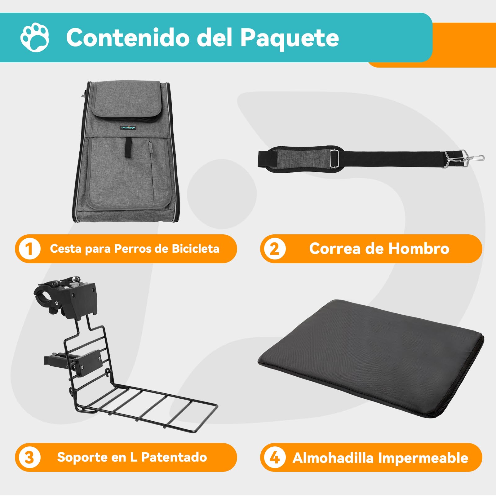 Cesta para Bicicleta Delantera para Perros y Gatos hasta 10KG con Soporte L Ultra-Resistente, Mochila para Mascotas, Cremallera SBS, Ventanas de Malla Transpirables, Cojín Impermeable