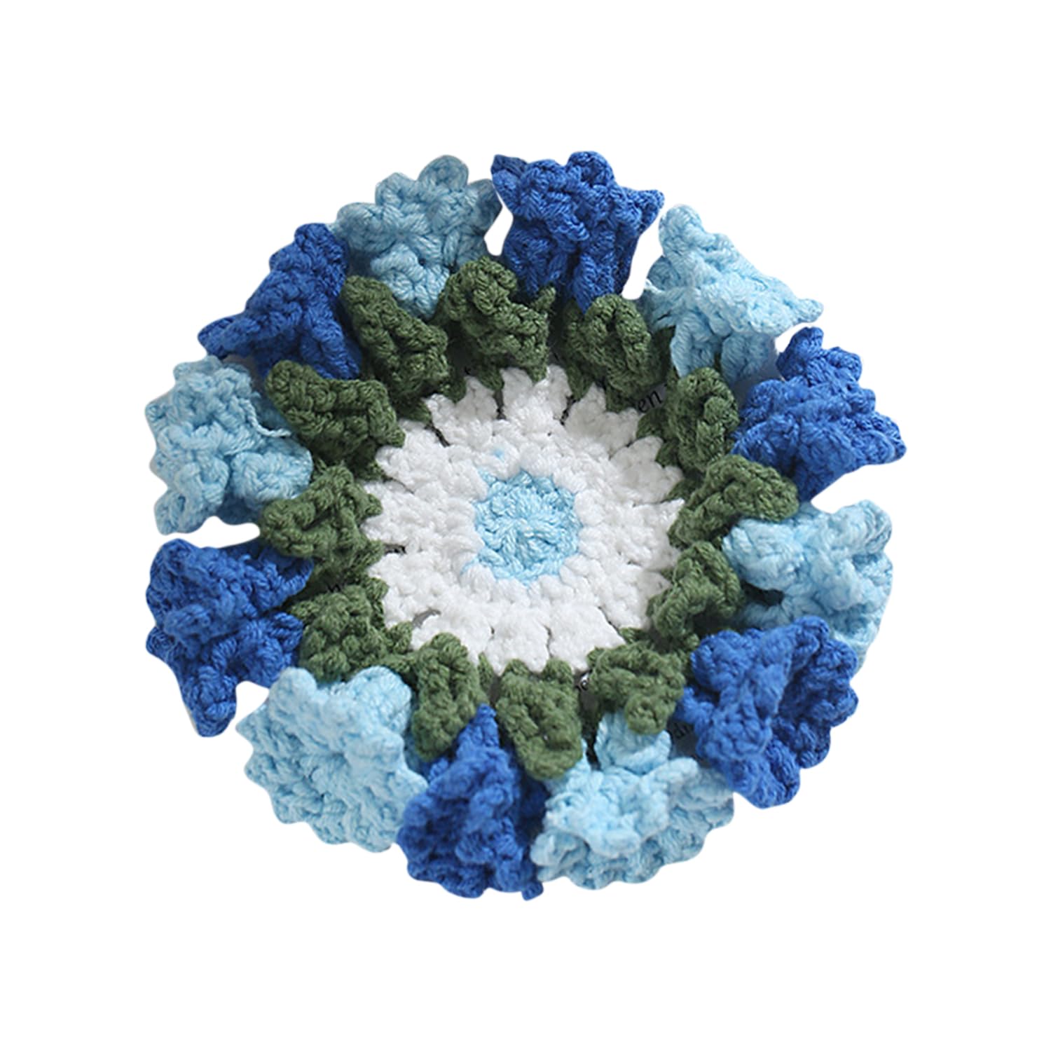 Magicaldiy Blue Handmade Crochet Flower Bouquet Coaster, 3D Knitted Floral Coaster For Drinks, Coffee Table Home Office Desktop Table Decoration Country Style Decoration (Blue)