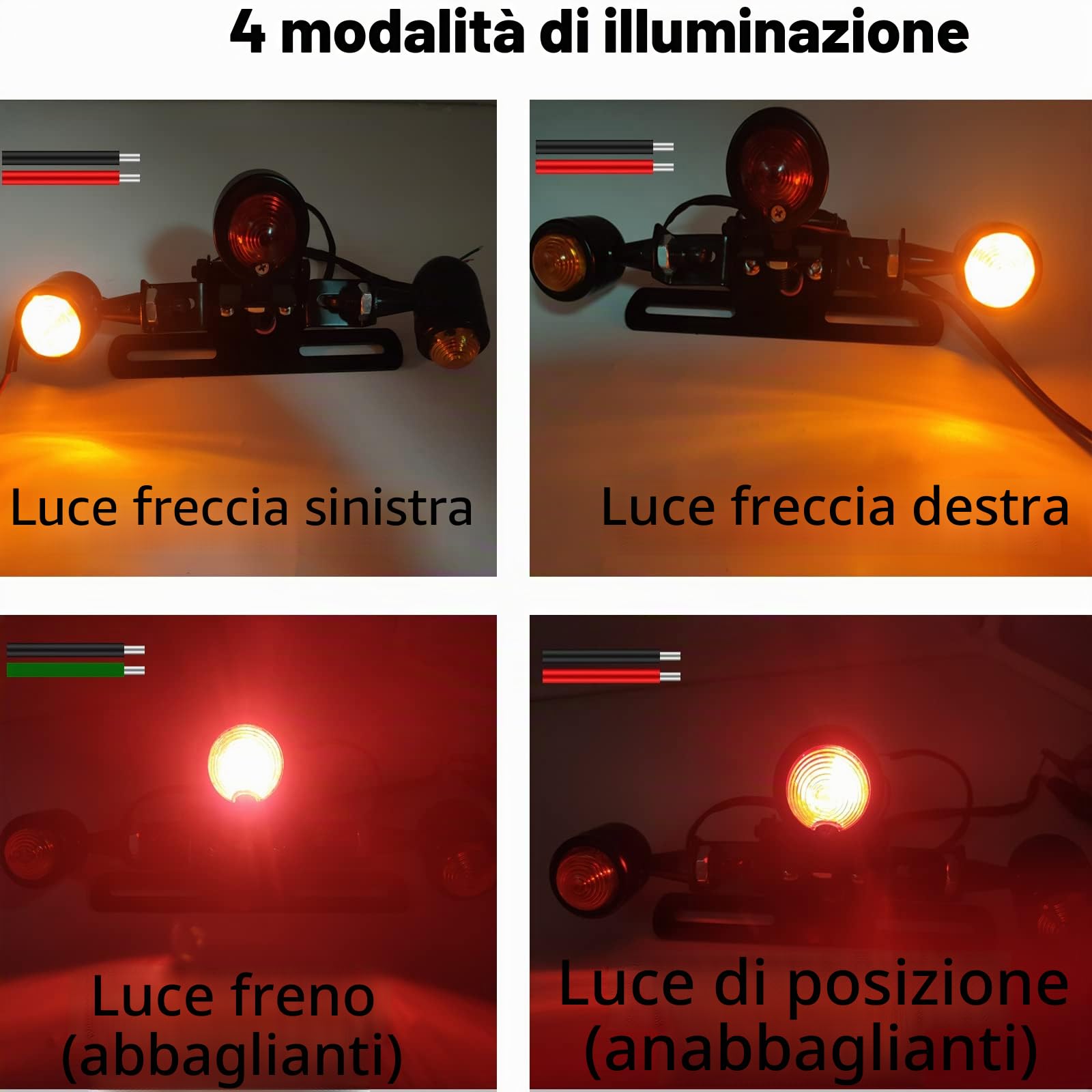 Biqing [3 in 1] Fanale Posteriore Moto,12V Universale Frecce LED Luce di Stop Integrata Indicatori di Direzione con Staffa Targa Nero