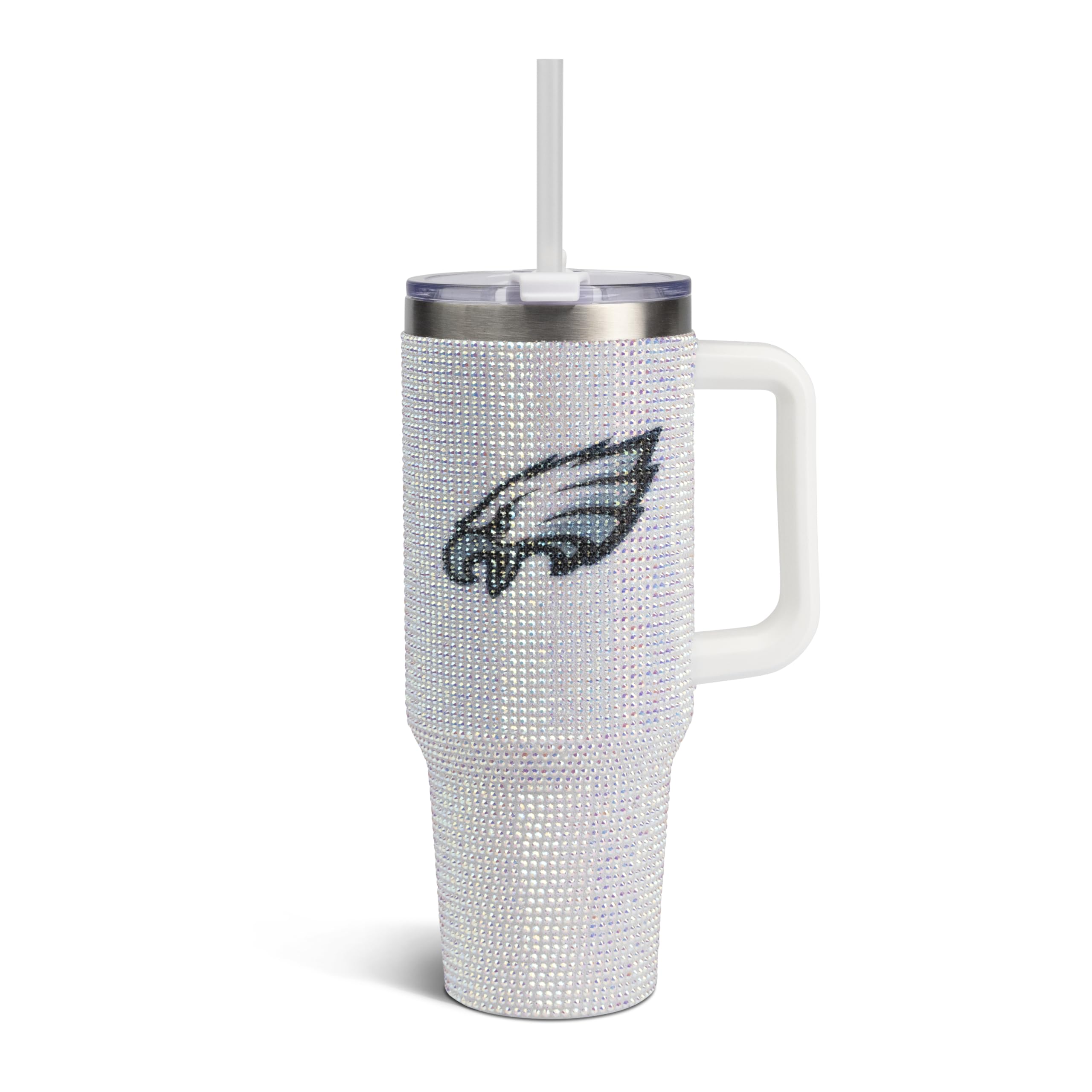The Memory Company Officially Licensed 40oz White Bling Game Day Tumbler, Philadelphia Eagles