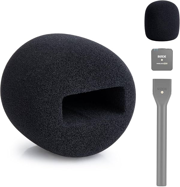 Cubierta de espuma para micrófono compatible con Rode Wireless Go II/PRO, adecuada para adaptador de mano para entrevistas, reemplazo del filtro antipop Rode para bloquear explosivas