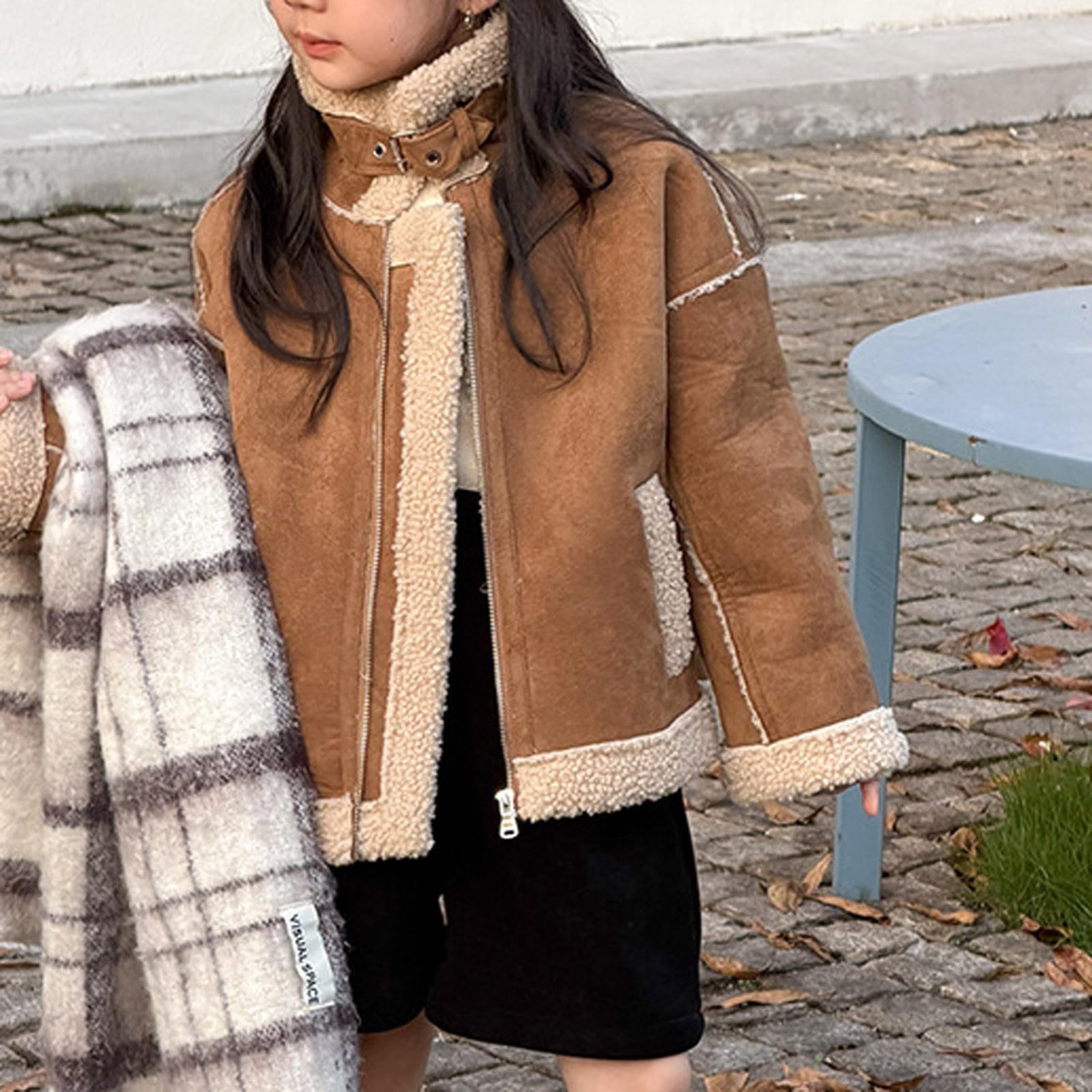 Giacche in finta pelle scamosciata per bambini, foderate in pile, cappotto caldo e soffice, cappotti in pelle di orsacchiotto, invernali, calde, comode, morbide, giacche scolastiche, abbigliamento