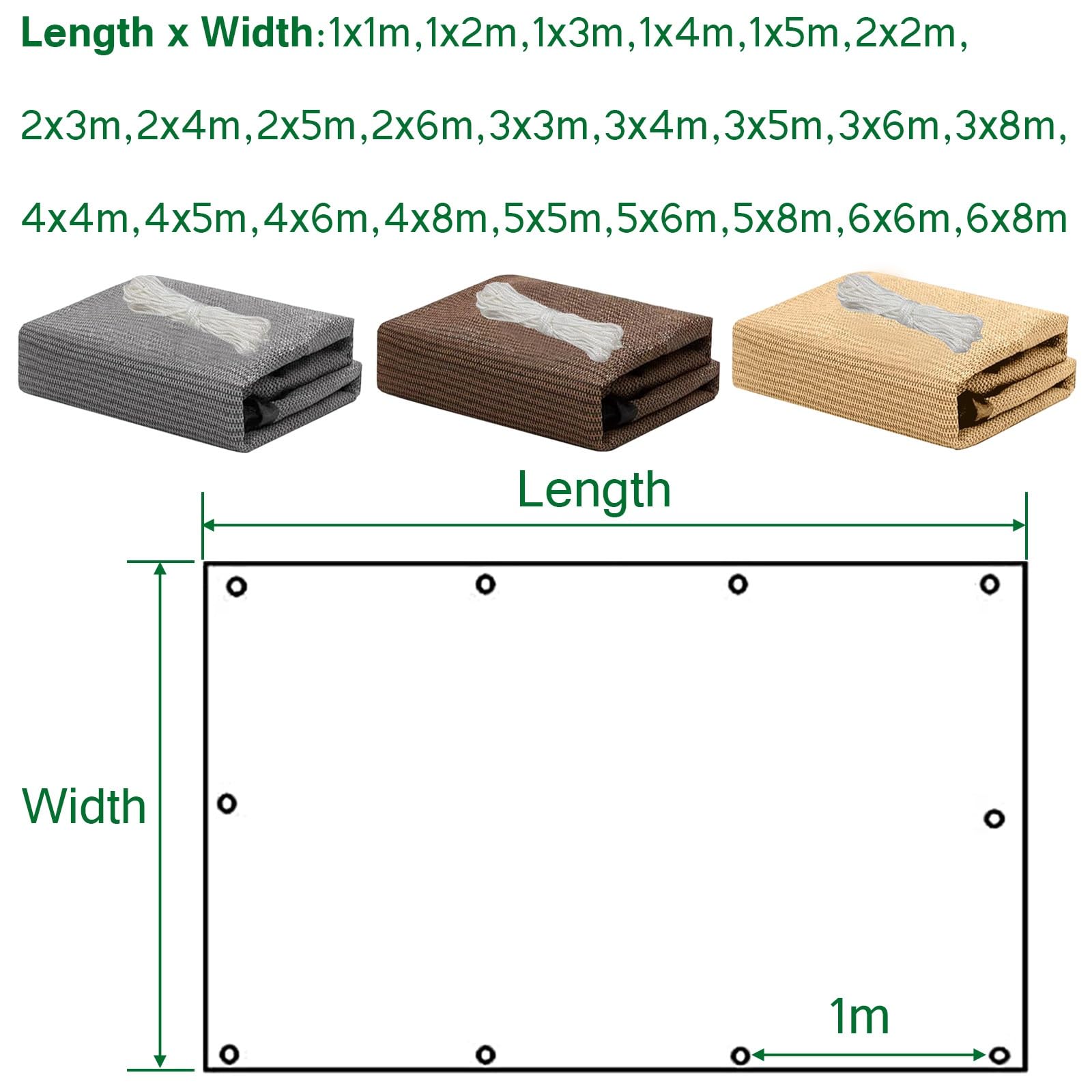 Windschutz & Sonnenschutz, Reißfestes Atmungsaktives Schattierungsnetz für Balkon, Terrasse, Garten, Parkplatz i Schwimmbad, 3 x 6 m, Braun