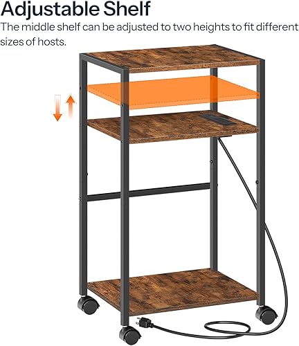 Miniatura 6 de HOOBRO Soporte de torre para computadora, soporte de torre de PC de 3 niveles, soporte de PC con estación de carga, soporte móvil para CPU que se