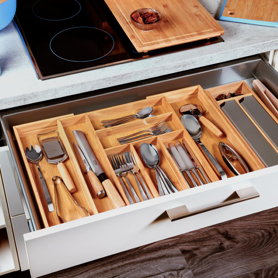 Kesper - Portaposate Regolabile, in Legno di bambù, Marrone, 35 x 43 x 6,5 cm, 5808513