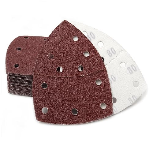 MAXMAN - Hojas de lijado para lijadoras, 40 unidades, con gancho y bucle, para lijadoras múltiples, 40 unidades surtidas de grano 60