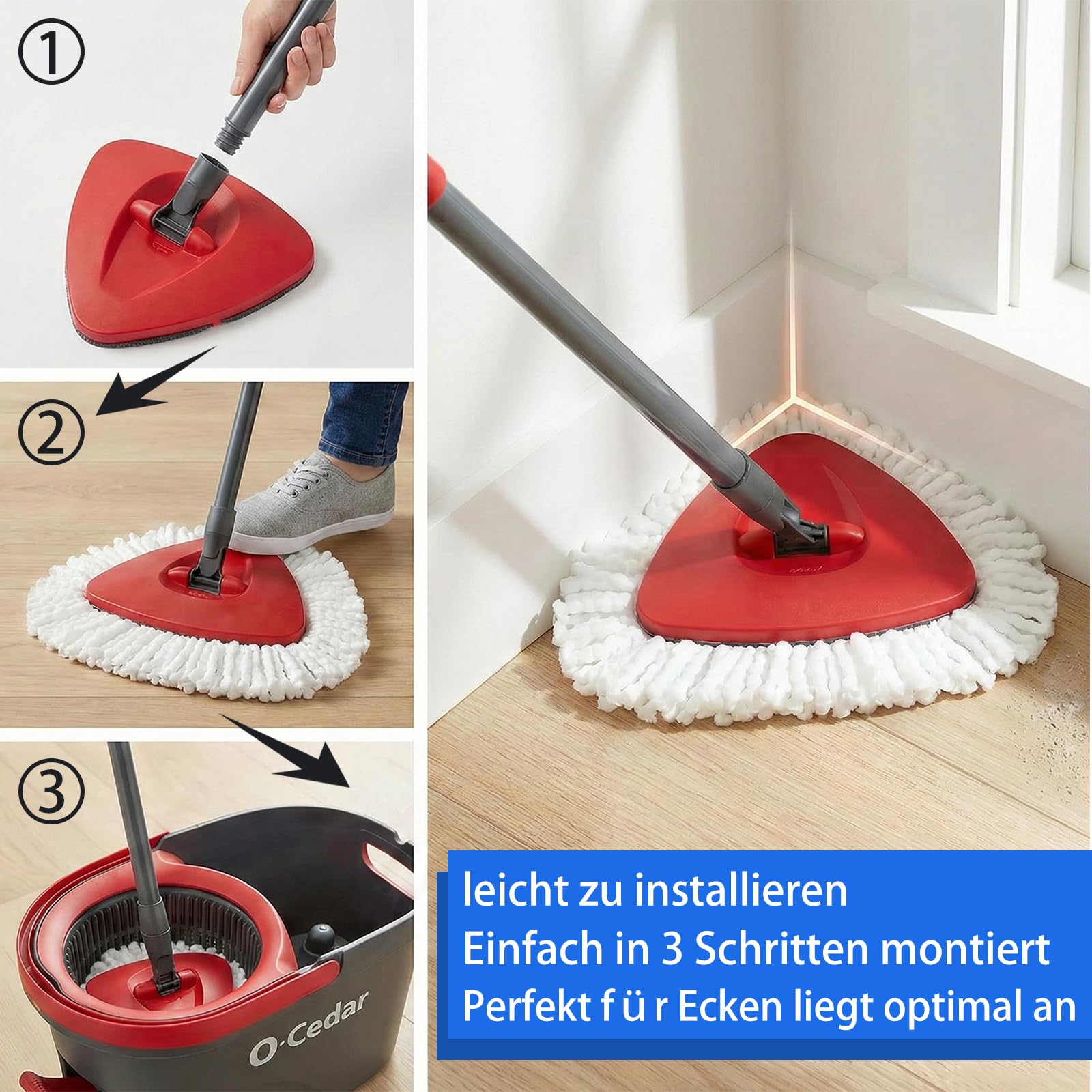 Zapasowa Podstawa Plastikowa do Mopa Obrotowego – Wymienna Baza do Mopa Trójkątnego, Mop Obrotowy Akcesoria, Podstawy Mopa do Podłóg, do Obrotowego Mopa z Mikrofibry EasyWring (System Jednokomorowy)