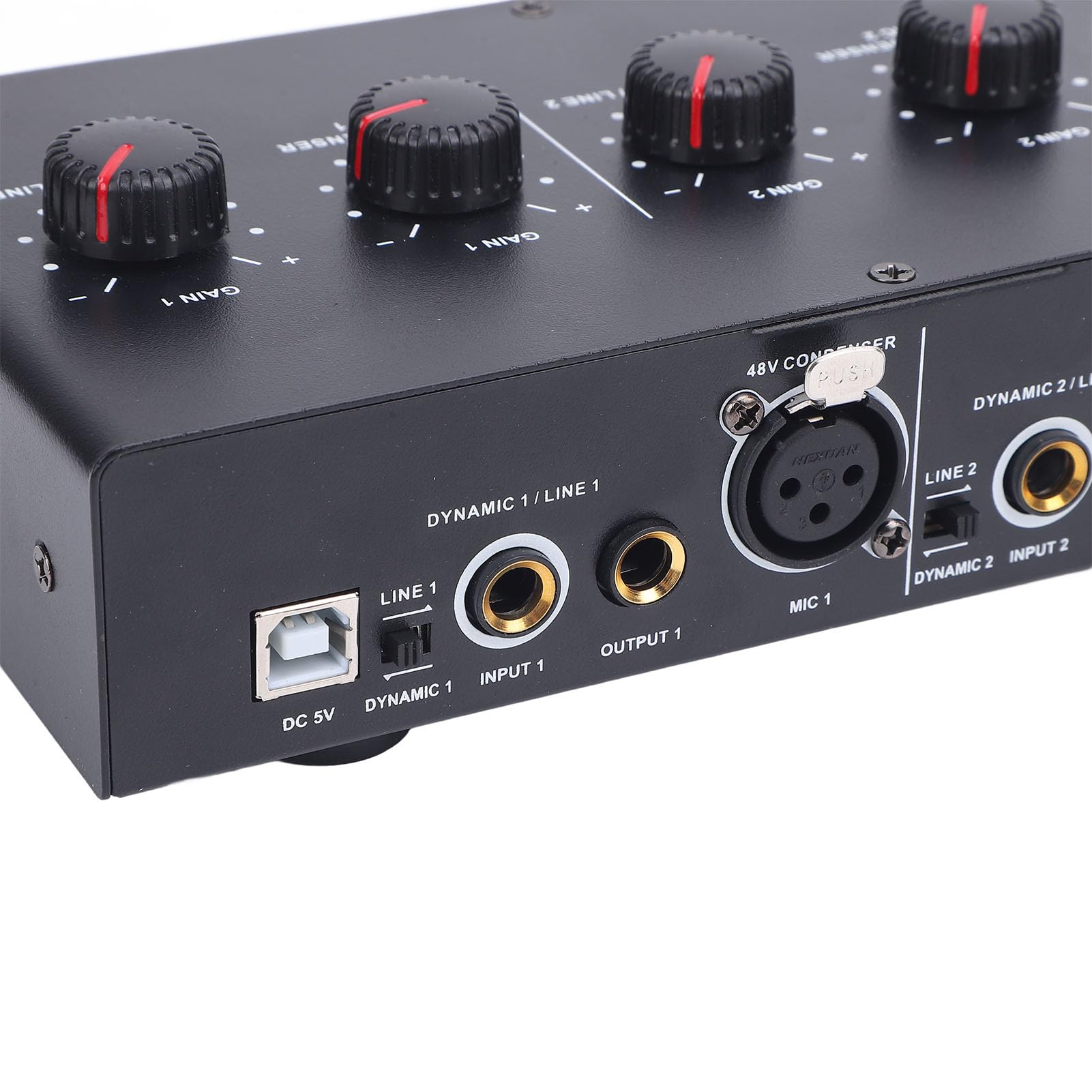 Amplificatore Microfono 48 V Phantom Alimentatore Phantom Supput 2 Canale Uscita di Ingresso Perdita di Amplificazione Senza Perdita Compatibilità Bt Accompagnamento Studio Pro Audio Preamp Live