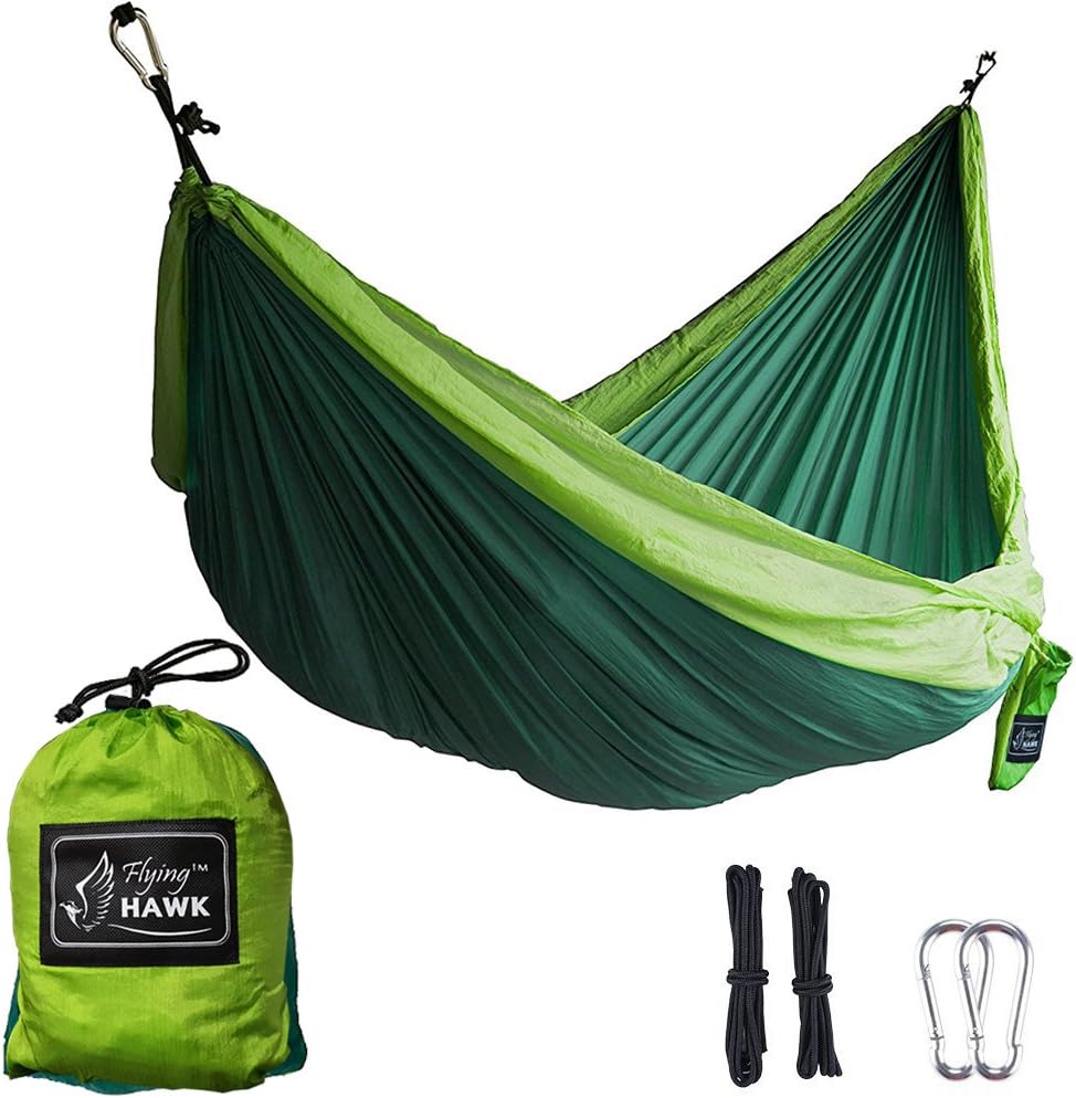Flying HAWK XL Double Parachute Camping Hammock - Premium Quality Portable Outdoor Hiking Ultralight Camping Double Hammocks - Heavy Duty Weather Resistant Beach Hammock