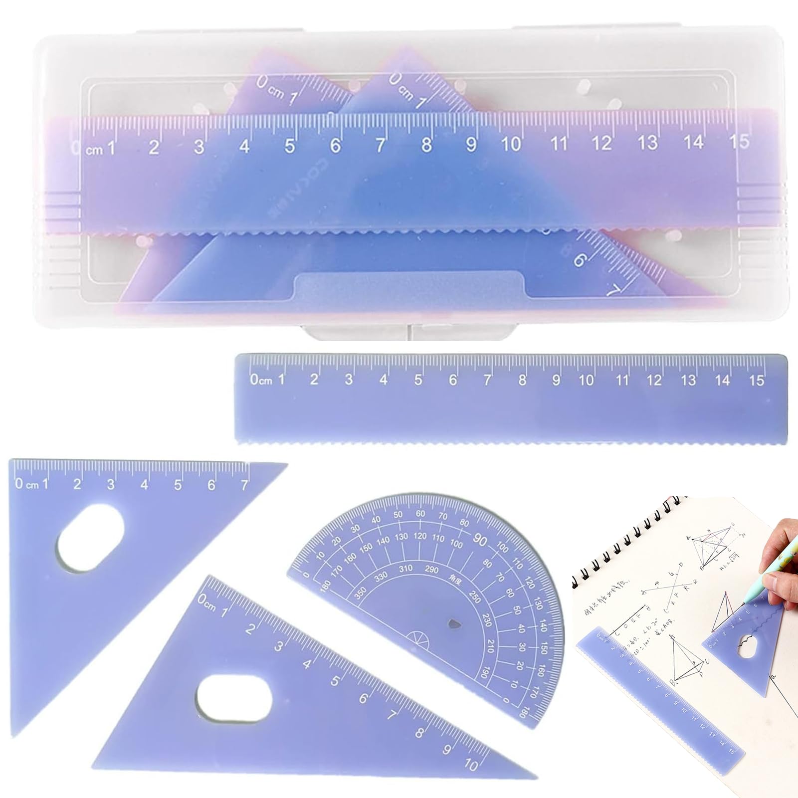 Translucent Jelly Geometry Ruler Set – 4pc