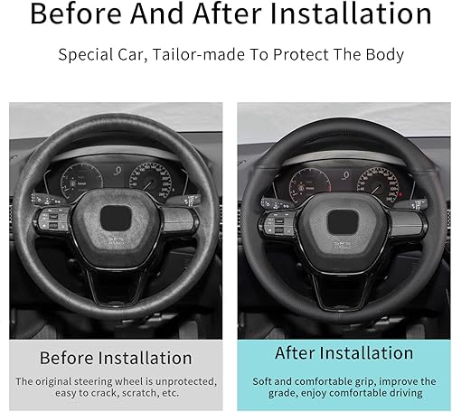 Miniatura 4 de Funda para volante cosida a mano, compatible con Honda 2022-2025 Civic Sedan Si/2022-2025 Civic/2023-2025 CR-V HR-V Civic Type R, funda de cuero de