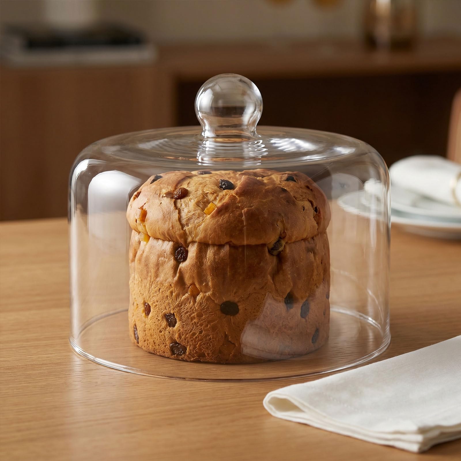 INOOMP Cúpula de Vidrio Transparente Redonda con Asa para Tartas y Postres