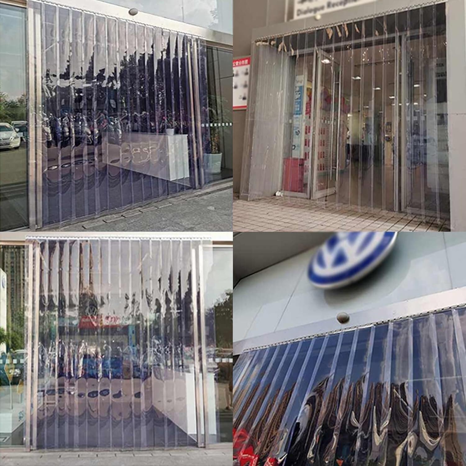 Kanduo Kurtyna paskowa z tworzywa sztucznego z PVC, przezroczysta kurtyna przemysłowa z przegrodą, do drzwi personelu/magazynu chłodniczego Przezroczysta Zasłona Drzwiowa