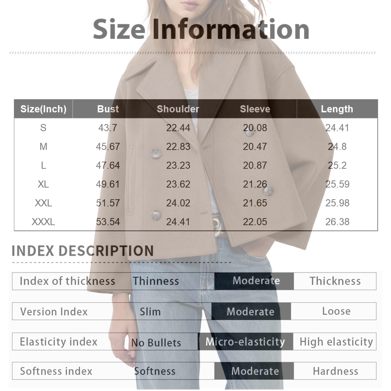 Kurzmantel Damen Elegant Übergang Mantel Winter Zweireihig Kurzer Trenchcoat Wolle Wintermantel Damen Kurz Warm Wollmantel Winter Crop Revers Winterjacke Damenmantel mit Taschen Kurztrench