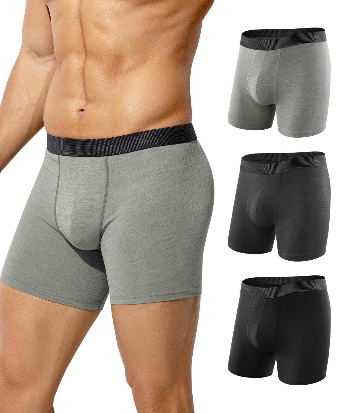 Arjen Kroos Boxershorts Herren Lang, Sport Unterhosen Männer Atmungsaktive für Alltag, Sportunterwäsche Bequem mit Langem Bein für Laufen, Keine Etiketten, 3er Pack