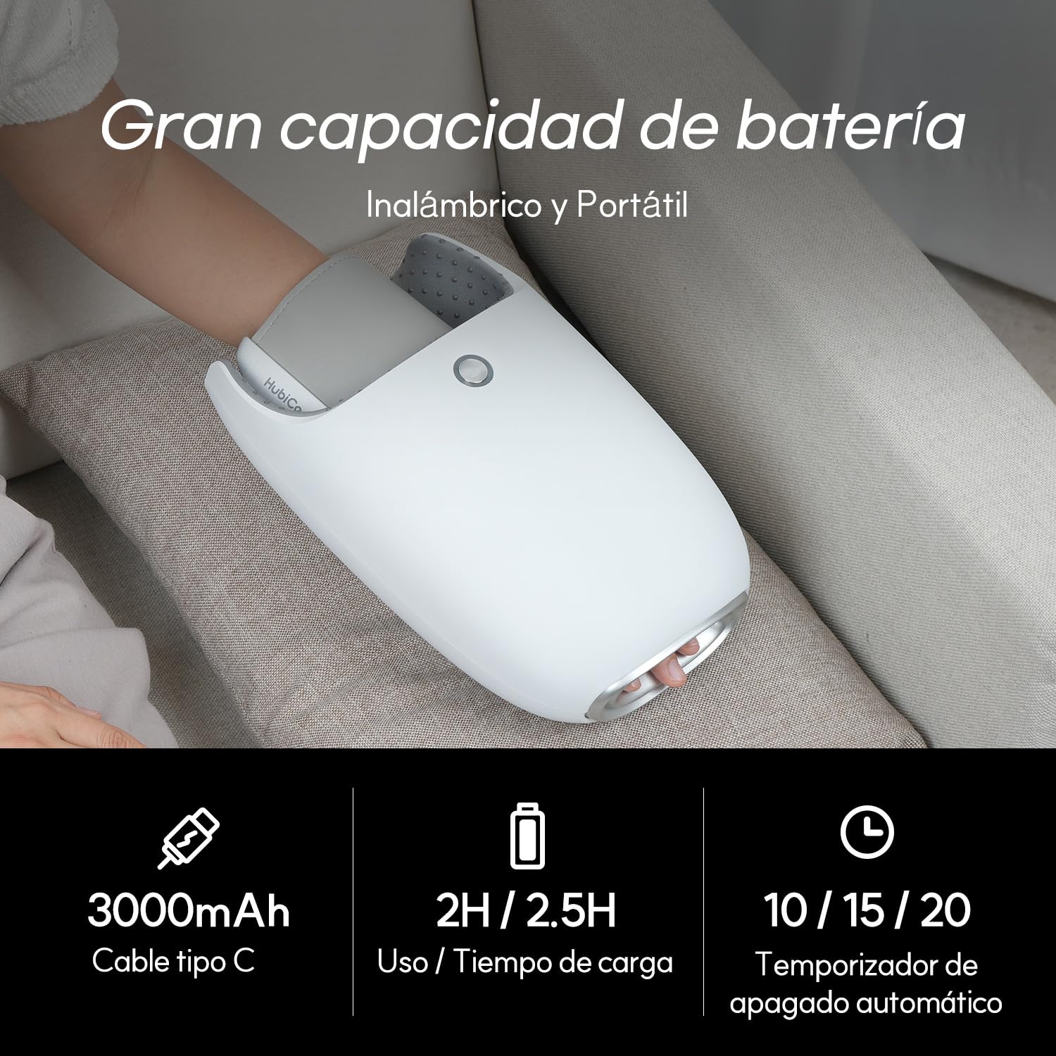 Masajeador de Manos Refrigerante HubiCare con Compresión Fuerte, Rodillo de Amasamiento con Calor y Correa para Muñeca para Alivio de Artritis y Túnel Carpiano, Autocuidado, Regalo de Verano