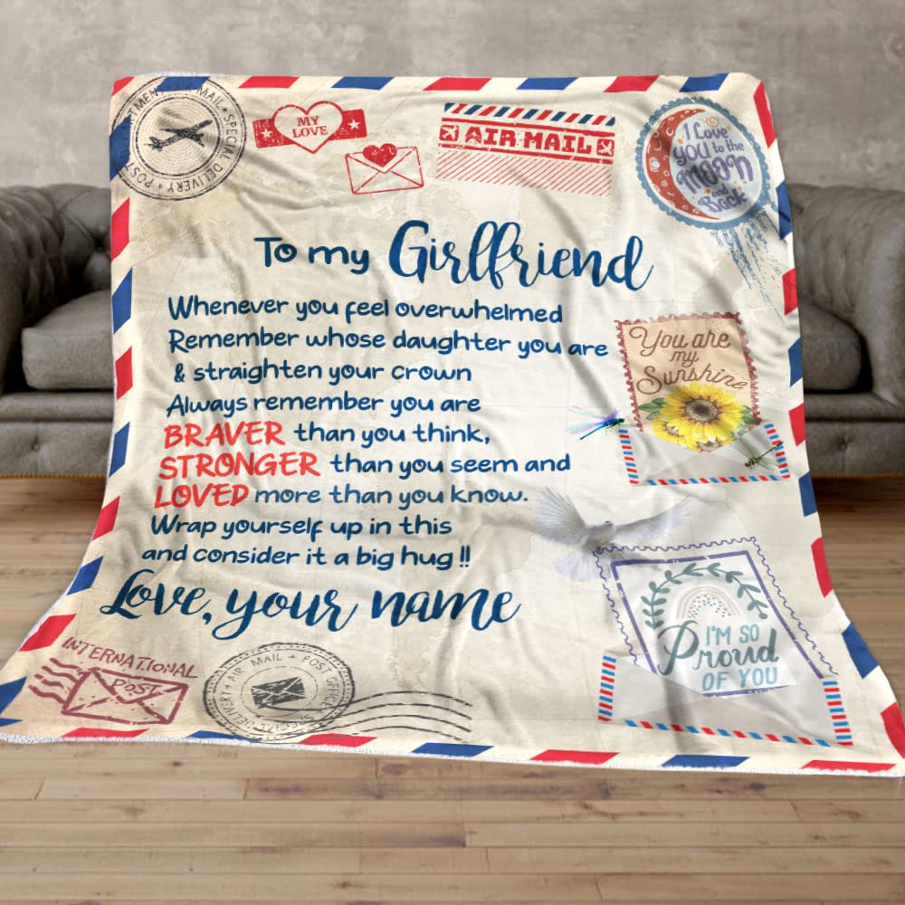 Amazon.com: Personalized Air Mail Letter to My Girlfriend Throw Blanket,  Gift to My Girlfriend Blanket from Boyfriend,Customized Name Text,Custom Blanket  for Birthday, Christmas, Thanksgiving, Graduation : Home u0026 Kitchen