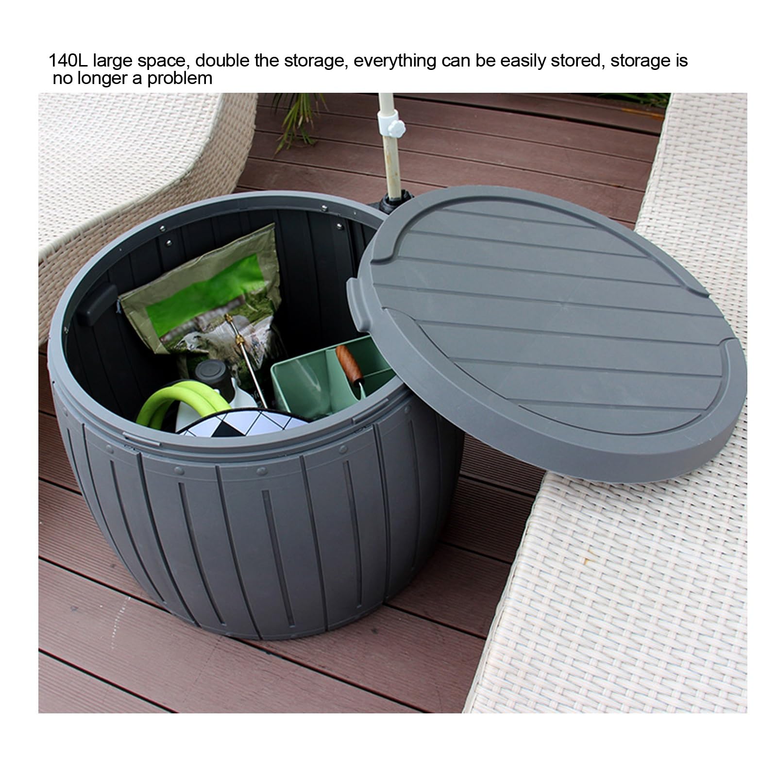 Scatola portaoggetti da esterno, scatole portaoggetti in resina impermeabili, contenitori portaoggetti in plastica con serratura e coperchio, for giardino, piscina, balcone, cortile