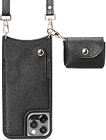 Vista 2 de KIQUE Funda cruzada para teléfono y cartera - para iPhone 11 11 Pro 11 Pro Max XR 1212 Pro 12 Pro Max (negro, iPhone 11 Pro)